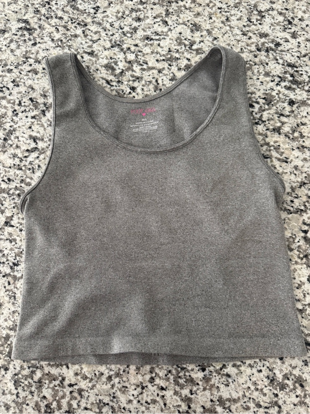 Women's Gray Ribbed Scoop Neck Tank Top